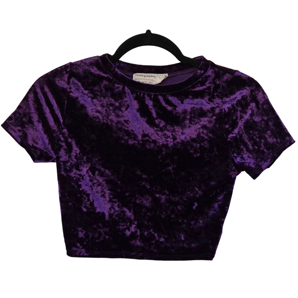Urban Renewal Purple Velvet Whimsigoth Short Sleeve Crop Top XS Ren Faire Grunge
